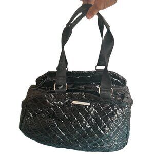 Steve Madden Black Large Quilted Tote Weekender Shoulder Bag Canvas Handles